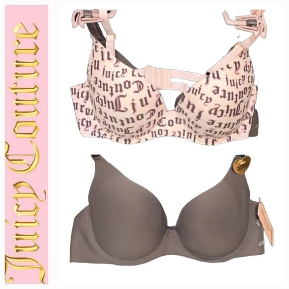 Juicy Couture 2-PK Rhinestone/Juicy Logo Push-Up Bra - Picture 1 of 8